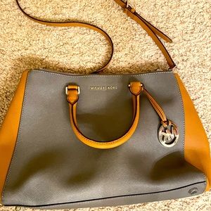 Michael Kors, Taupe with tan trim, Purse